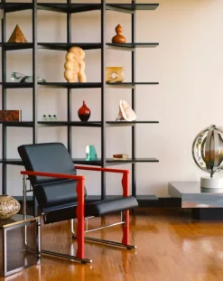 Hem Experiment fåtölj 503, röd - svart läder