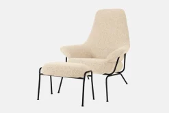 Hem Hai fotpall, äggskalsfärgad bouclé