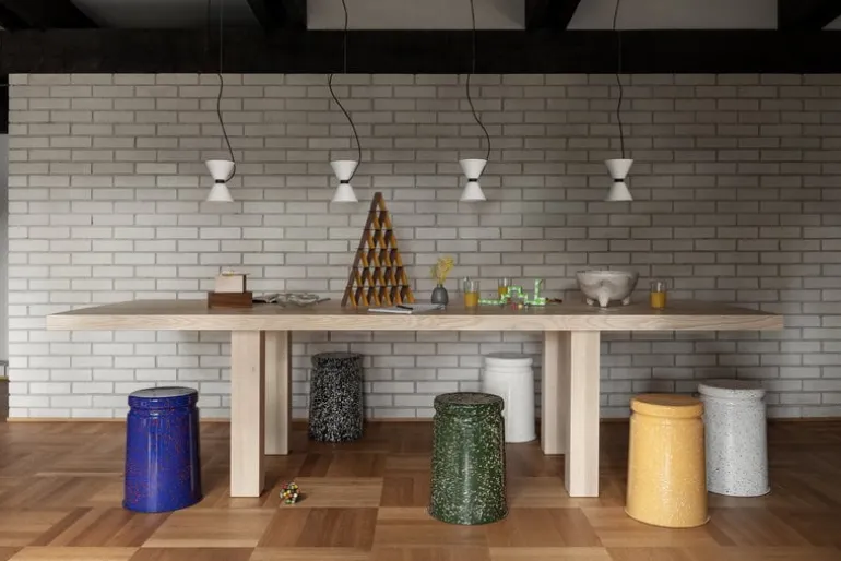 Hem Last pall, grön - rosa stänk