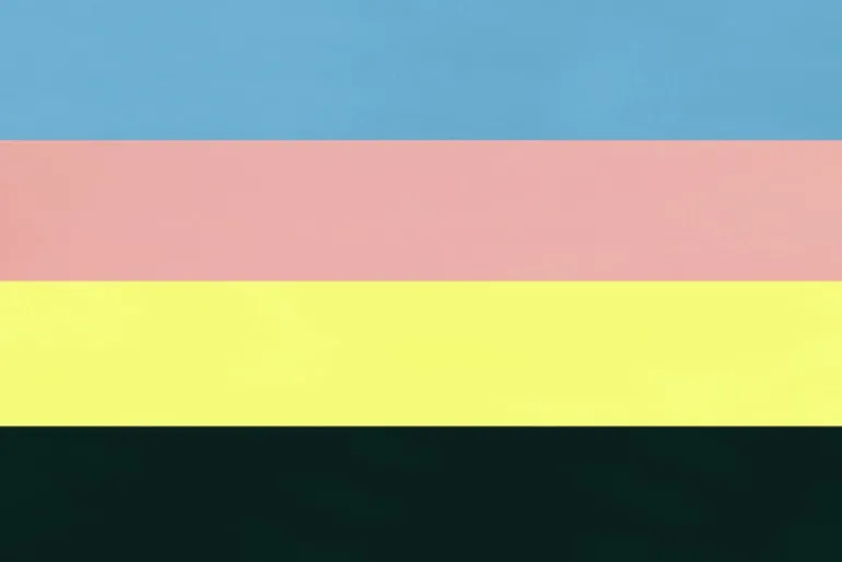 Hem Pesa ljusstake, hög, rosa - sulfur yellow stripe