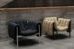 Hem Puffy fåtölj, anthracite - cream stål