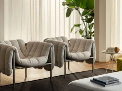 Hem Puffy fåtölj, naturell - rostfritt stål