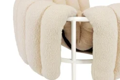 Hem Puffy loungefåtölj, äggskalsfärgad bouclé - krämfärgat stål