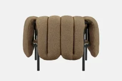 Hem Puffy loungefåtölj, sågspånsbouclé - svartgrått stål