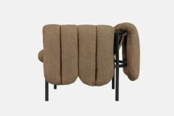 Hem Puffy loungefåtölj, sågspånsbouclé - svartgrått stål