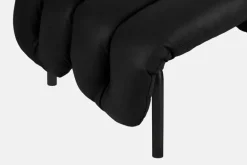 Hem Puffy ottoman, svart läder - svartgrått stål