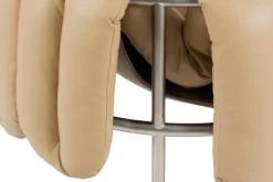 Hem Puffy 2,5-sitsig soffa, sandfärgat läder - rostfritt stål