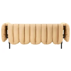 Hem Puffy 2,5-sitsig soffa, sandfärgat läder - svartgrå stål