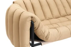 Hem Puffy 2,5-sitsig soffa, sandfärgat läder - svartgrå stål