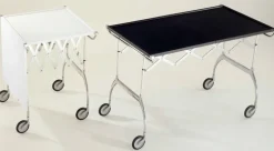 Kartell Battista hopfällbar serveringsvagn/sidobord, svart - krom