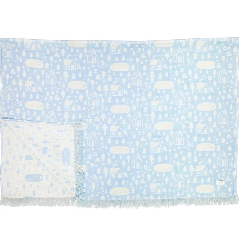 Kauniste Sauna filt med fransar, ljusblå