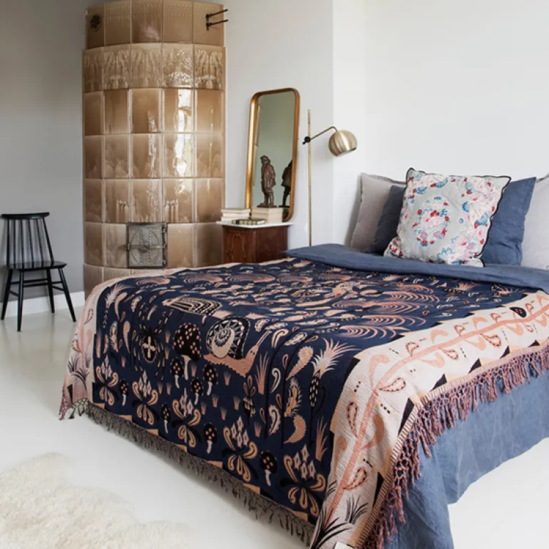 Klaus Haapaniemi & Co. Bird filt, 180 x 200 cm, koboltblå