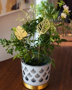 Klong Brass Leaves Wood stöd för prydnadsväxter, 2 st