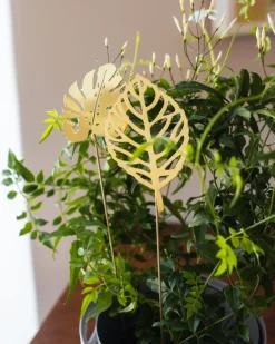 Klong Brass Leaves Wood stöd för prydnadsväxter, 2 st