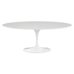 Knoll Tulip matbord 198 cm, oval, vit laminat