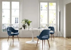 Knoll Tulip matbord 198 cm, oval, vit marmor