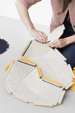 Kvadrat Clouds tygplattor, 8 st, beige - tangerine