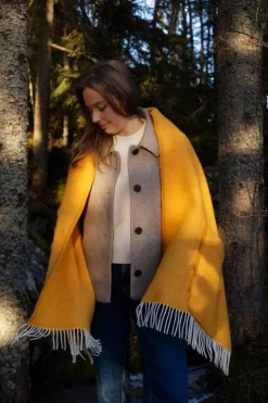 Lapuan Kankurit Arvo, ficksjal, 60 x 180 cm, vit - kaffefärgad orange