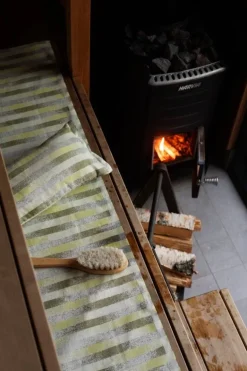 Lapuan Kankurit Hohto sittunderlag för bastu, 46 x 60 cm, vit - grön