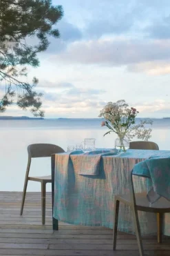 Lapuan Kankurit Kesäkukka bordsduk/filt, turkos - rosenröd