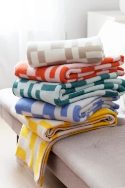 Lapuan Kankurit Koodi filt, blå - ljusbeige