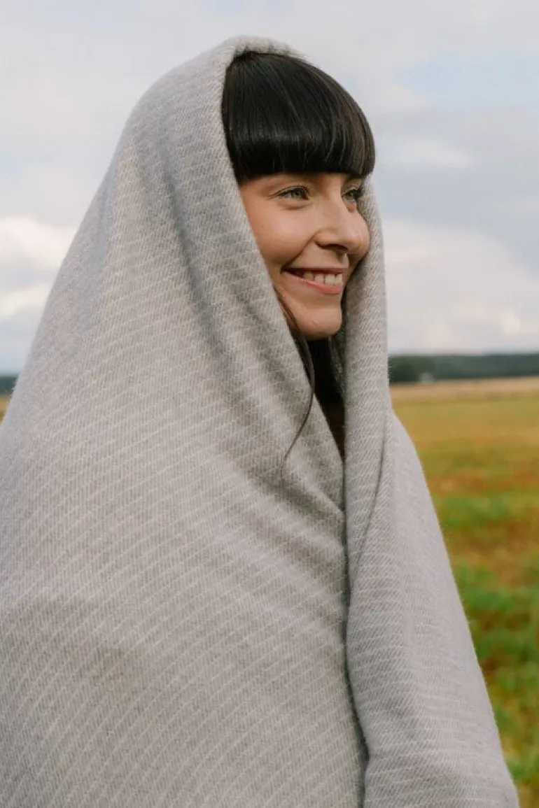 Lapuan Kankurit Lepo filt, 135 x 180 cm, vit - grå