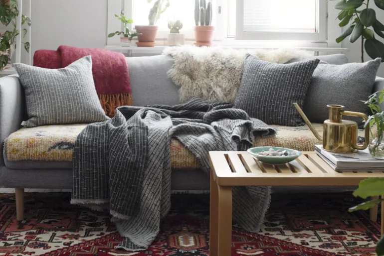 Lapuan Kankurit Metsä kuddfodral 45 x 45 cm, ljusgrå