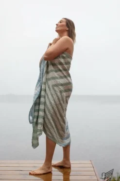 Lapuan Kankurit Metsälampi badlakan, vit - grön - regnblå