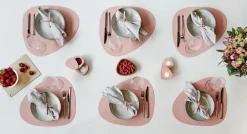 Lind DNA Curve glasunderlägg, rosenrött Nupo-läder