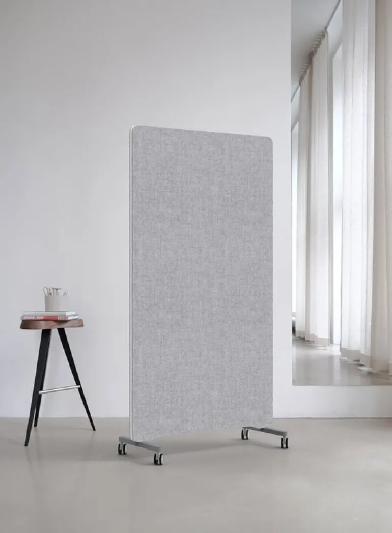 Lintex Edge golvskärm med hjul, grå - vit