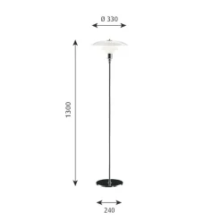 Louis Poulsen PH 3½ –2½ golvlampa, förkromad