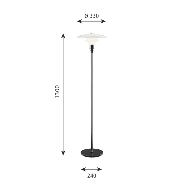 Louis Poulsen PH 3½–2½ golvlampa, metalliserad svart