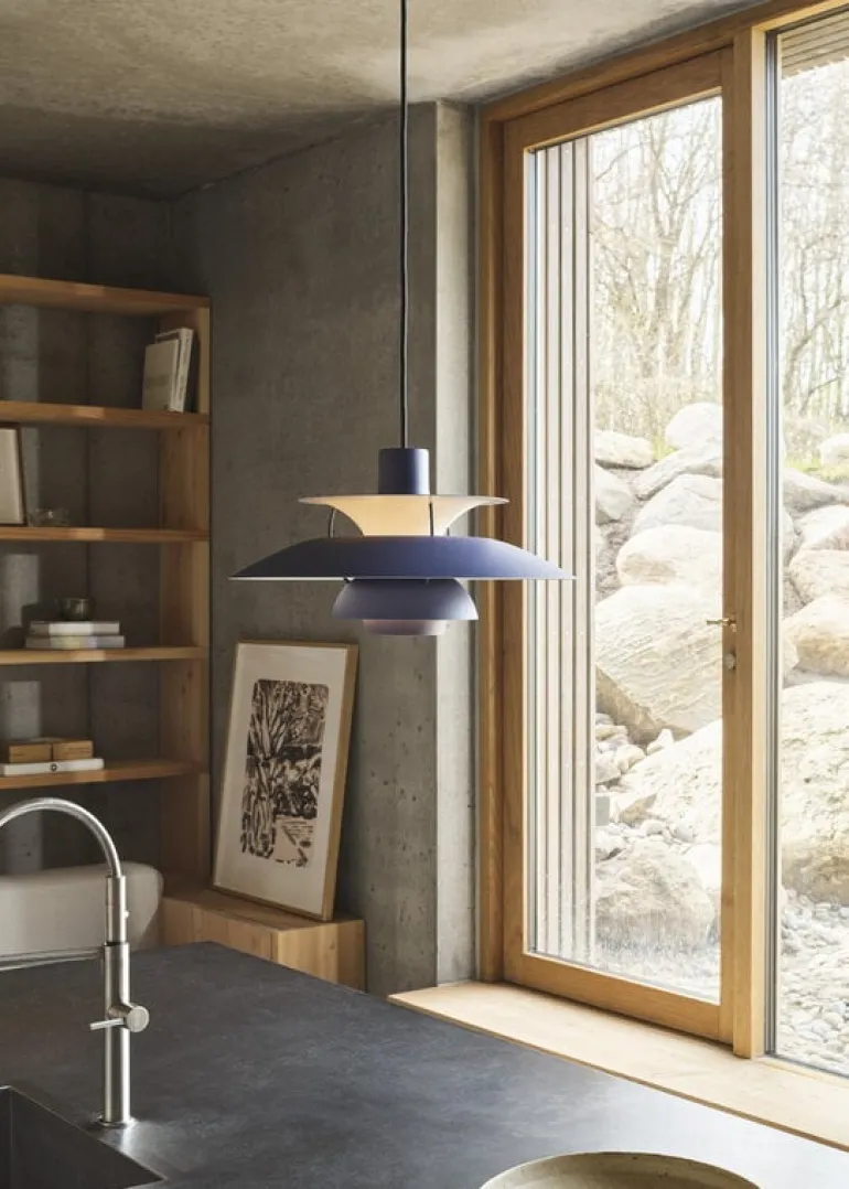 Louis Poulsen PH 5 Monochrome, pendellampa, dusty indigo