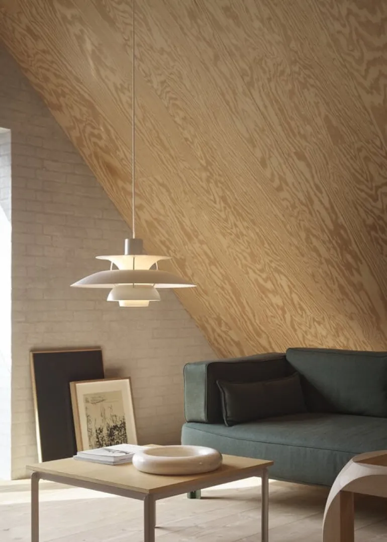 Louis Poulsen PH 5 Monochrome, pendellampa, blekt tenn