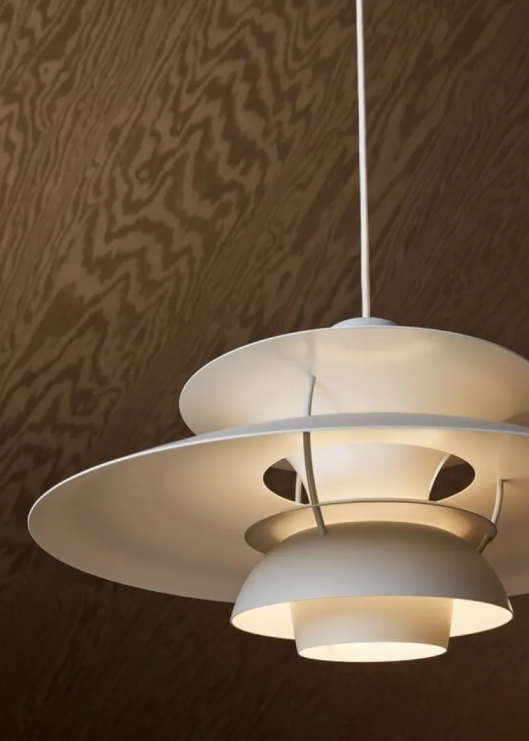 Louis Poulsen PH 5 Monochrome, pendellampa, blekt tenn