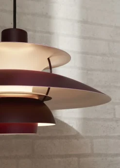 Louis Poulsen PH 5 Monochrome, pendellampa, burgundy