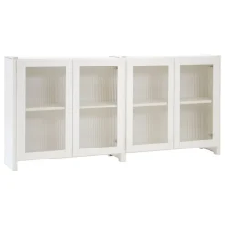 Lundia Classic sideboard med ribbade glasdörrar, vitlackerad