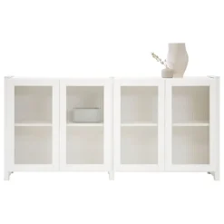 Lundia Classic sideboard med ribbade glasdörrar, vitlackerad