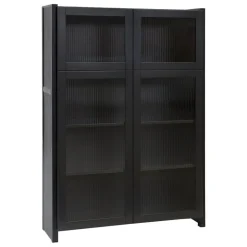 Lundia Classic vitrinskåp, ribbat glas, 104 x 149 cm, svartlackerat