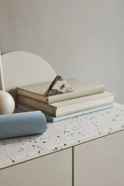 Lundia Fuuga sidobord, 128 cm, väggmontering, cashmere-Terrazzo-mässing