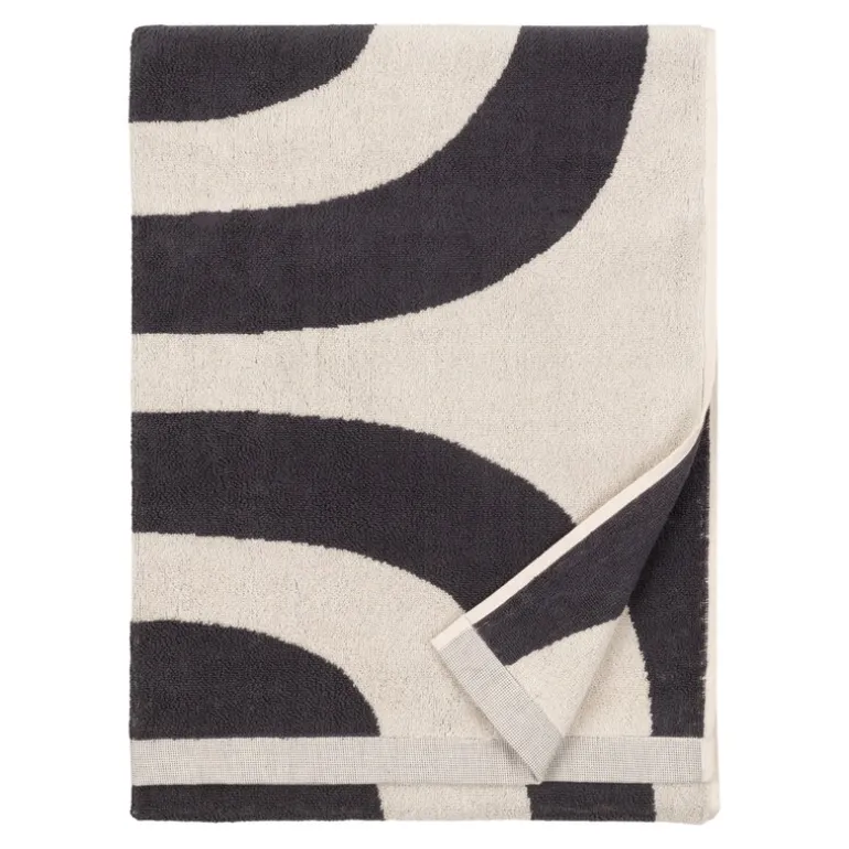 Marimekko Melooni badlakan, 75 x 150 cm, träkol - naturvit