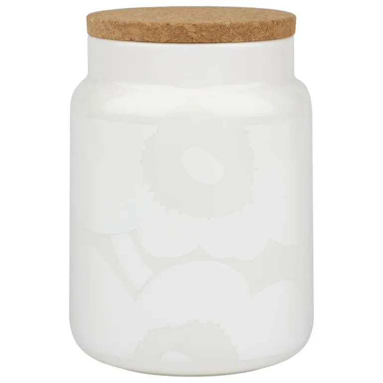Marimekko Oiva - Unikko burk, 1,2 l, naturvit - vit