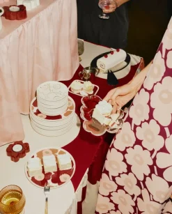 Marimekko Oiva - Unikko 60th Anniversary tallrik, 15x12 cm, vit - mörk körsbär - aska