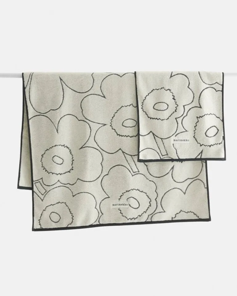 Marimekko Piirto Unikko badlakan, 100 x 160 cm, elfenbensvitt - svart