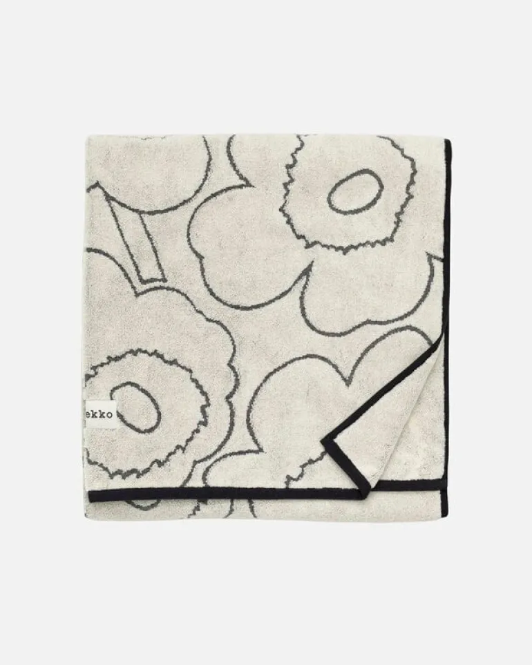 Marimekko Piirto Unikko badlakan, 100 x 160 cm, elfenbensvitt - svart