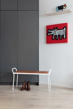 Maze Anytwo sittbänk, vit - vintage cognac