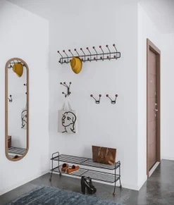 Maze Bill Horizontal klädhängare, L, svart - valnötsfärgad ask