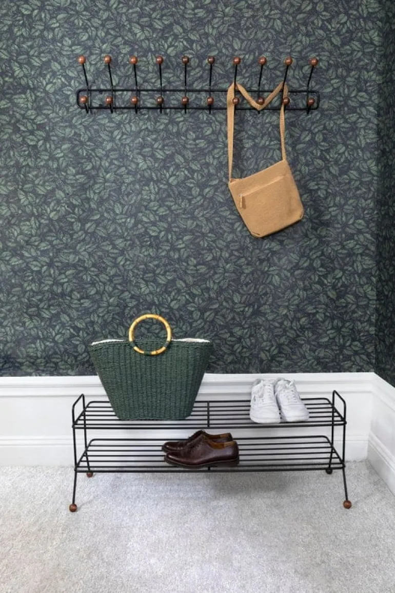 Maze Bill Horizontal klädhängare, L, svart - valnötsfärgad ask