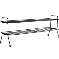 Maze Bill skohylla, L, svart - valnötsfärgad ask