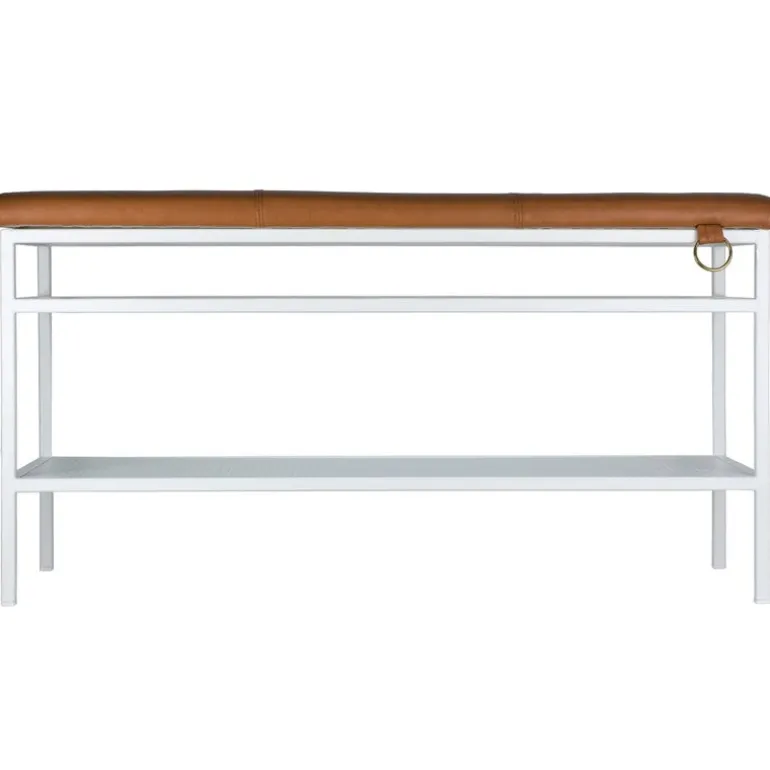 Maze Nancy sittbänk, vit - cognac